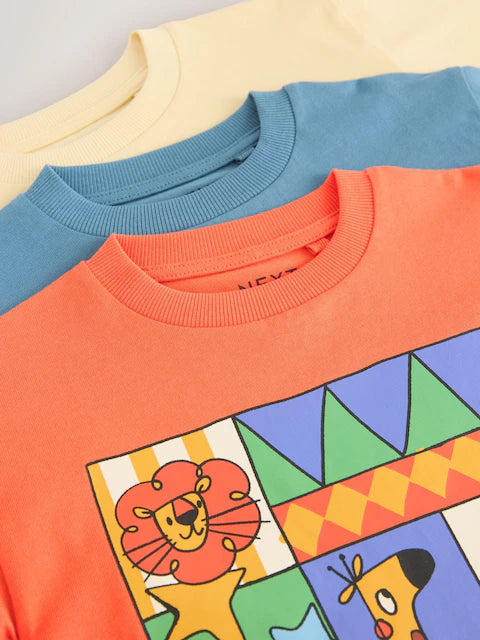 Blue/Orange/Yellow Long Sleeve T-Shirts 3 Pack