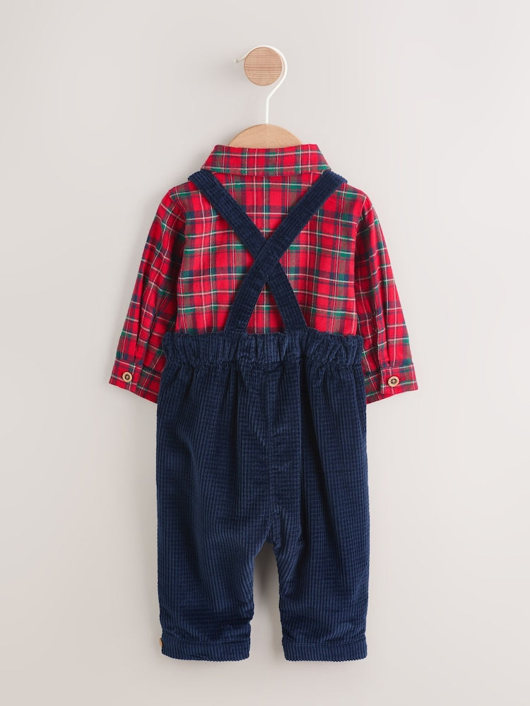 Red Check Baby Shirts Trousers and Braces 3 Piece Set