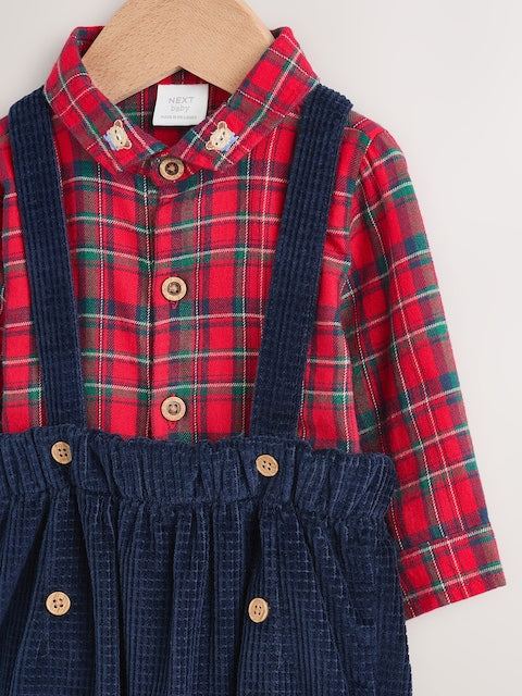 Red Check Baby Shirts Trousers and Braces 3 Piece Set