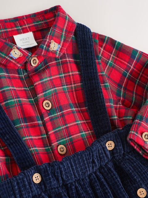 Red Check Baby Shirts Trousers and Braces 3 Piece Set