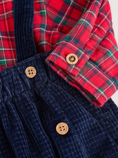 Red Check Baby Shirts Trousers and Braces 3 Piece Set