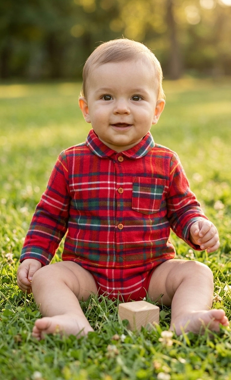 Red Check Polo Bodysuit