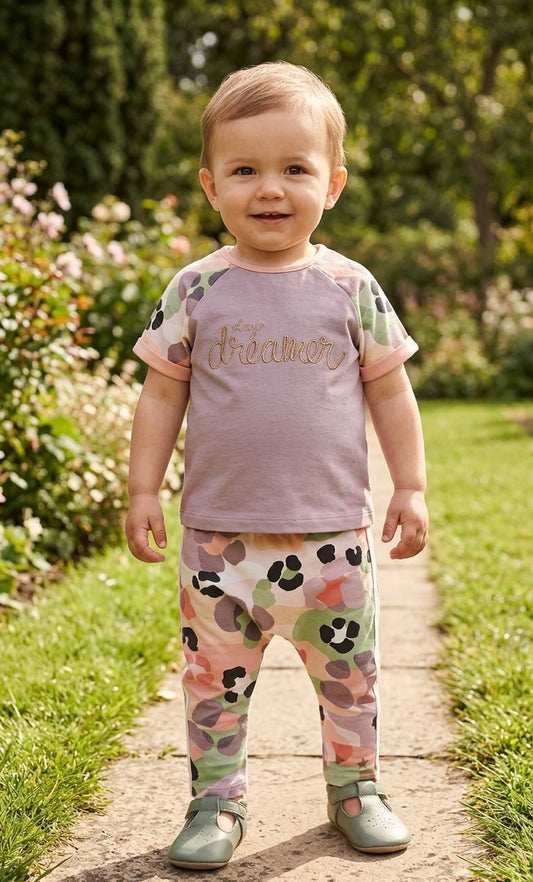 Multi Patel Embroidered Slogan T-shirt & Leggings set