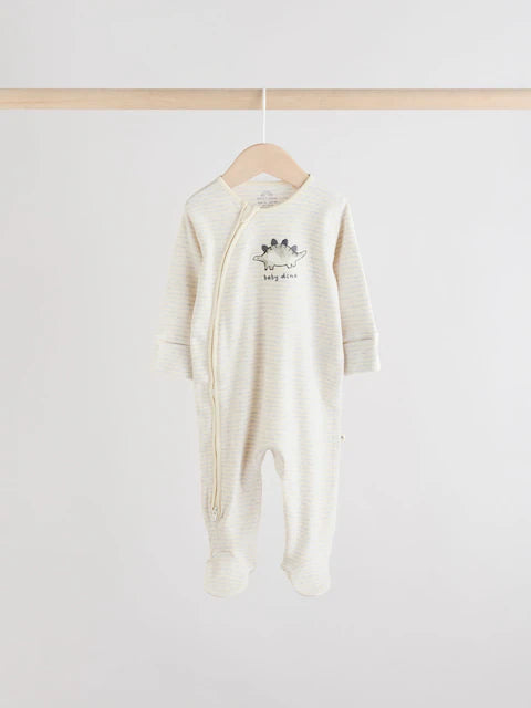 Grey Baby Embroidered Sleepsuits 3 Pack