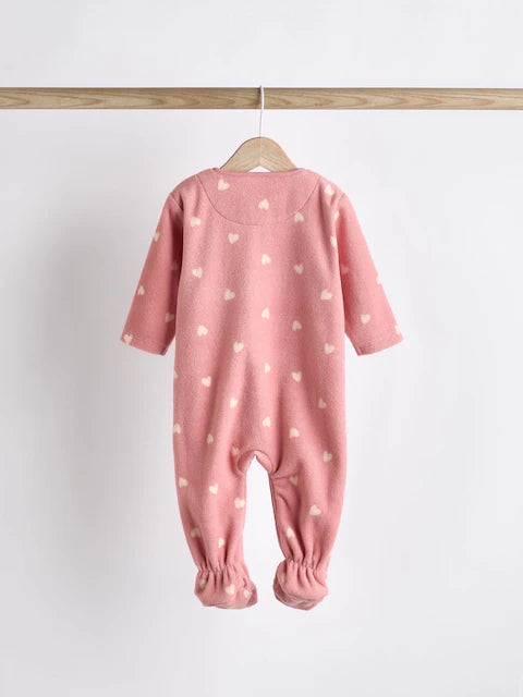 Pink Baby Microfleece Zip Sleepsuits 2 Pack