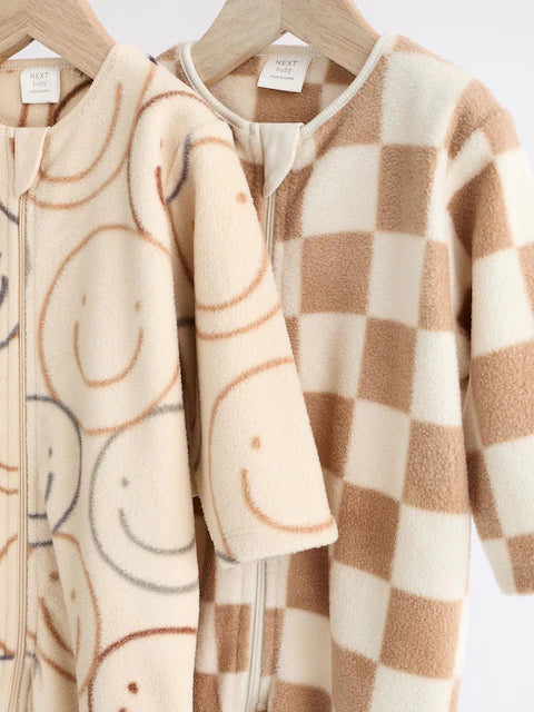 Neutral Fleece Sleepsuits 2 Pack