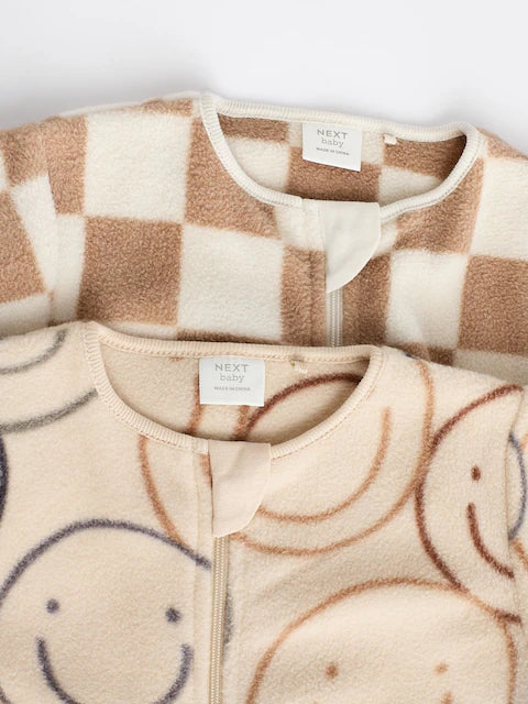 Neutral Fleece Sleepsuits 2 Pack