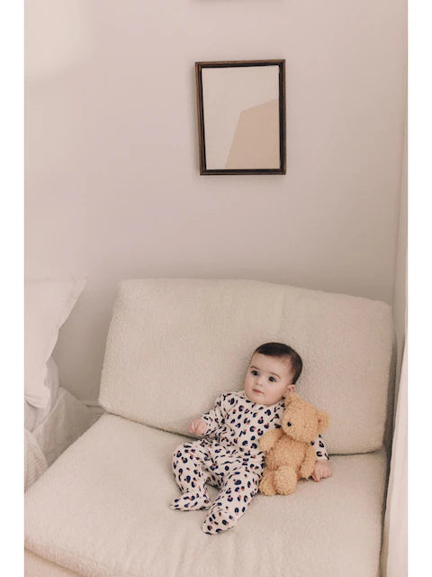 Cream Two Way Zip Fleece Lined Baby Sleepsuit