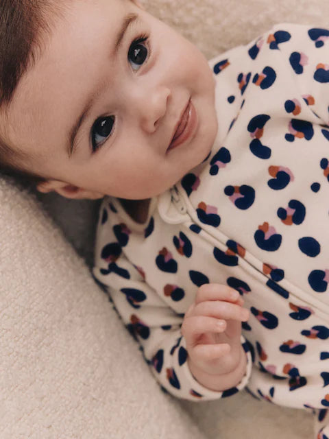 Cream Two Way Zip Fleece Lined Baby Sleepsuit