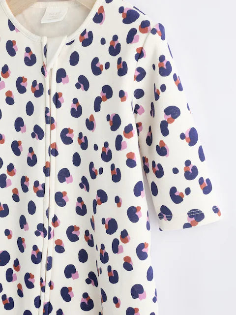 Cream Two Way Zip Fleece Lined Baby Sleepsuit