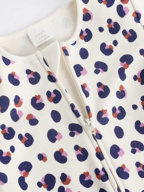 Cream Two Way Zip Fleece Lined Baby Sleepsuit