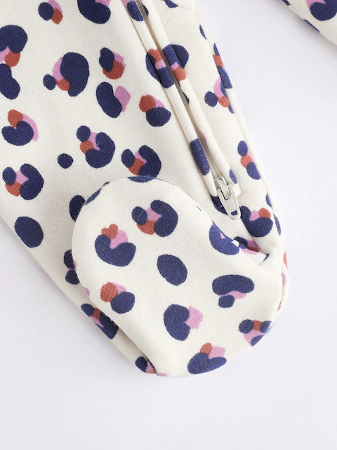 Cream Two Way Zip Fleece Lined Baby Sleepsuit