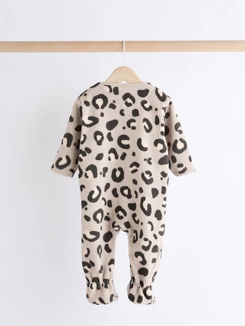 Neutral Animal Baby Microfleece Zip Sleepsuits 2 Pack