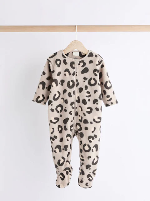 Neutral Animal Baby Microfleece Zip Sleepsuits 2 Pack