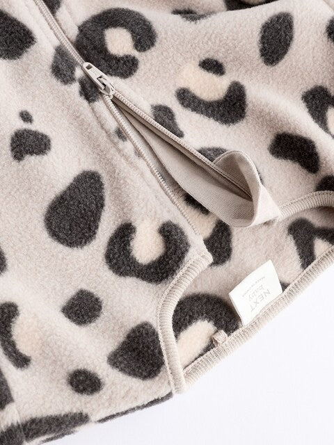 Neutral Animal Baby Microfleece Zip Sleepsuits 2 Pack