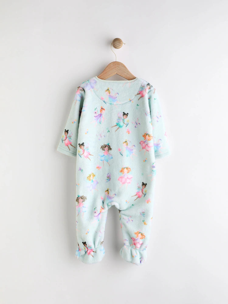 Mint Green Fairy Baby Zip Fleece Sleepsuit
