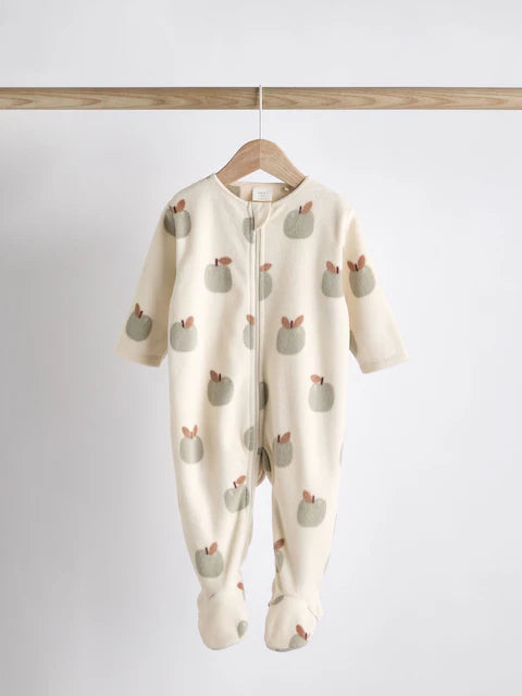 Sage Green 2 Pack Baby Microfleece Sleepsuits