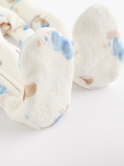 White Printed Baby Zip Fleece Sleepsuit