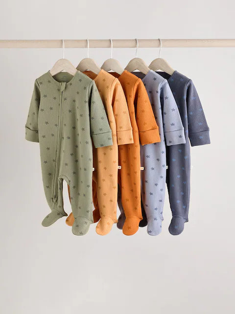 Green/Blue Zip Sleepsuits 5 Pack