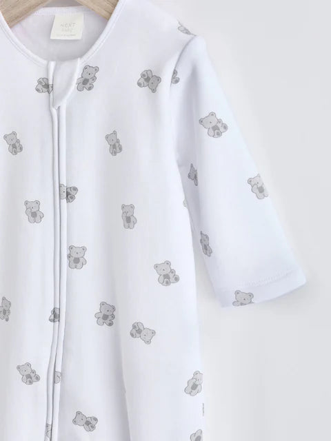 White Ground Fleeced Lined 2 way Zip Sleepsuit