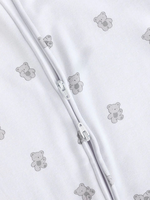 White Ground Fleeced Lined 2 way Zip Sleepsuit