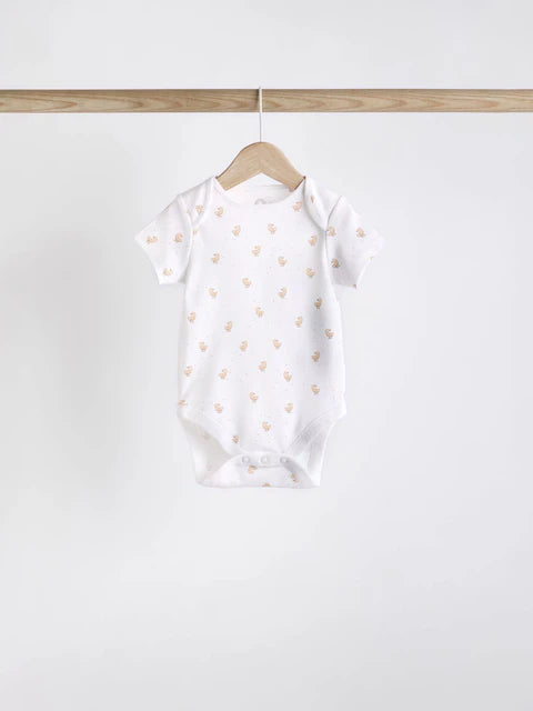 White 5 Pack Baby Short Sleeve Bodysuits