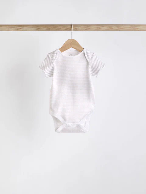 White 5 Pack Baby Short Sleeve Bodysuits