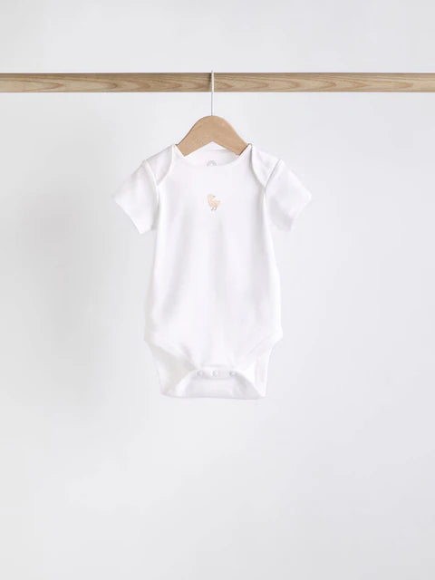 White 5 Pack Baby Short Sleeve Bodysuits