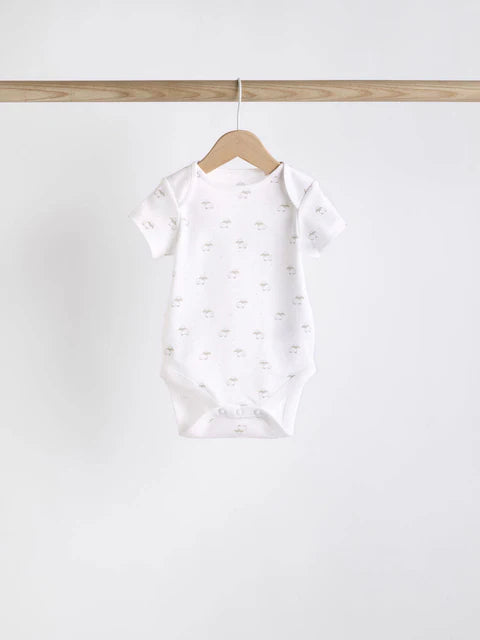 White 5 Pack Baby Short Sleeve Bodysuits