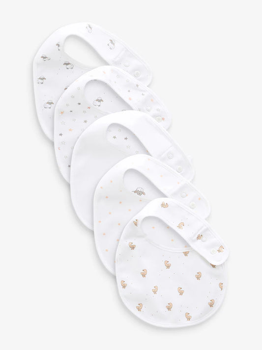 White Animals Bibs 5 Pack