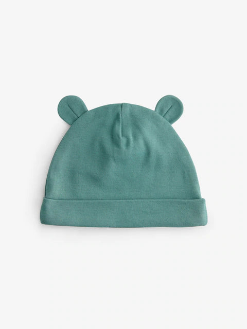Green/Grey Baby 100% Cotton Beanies 3 Pack