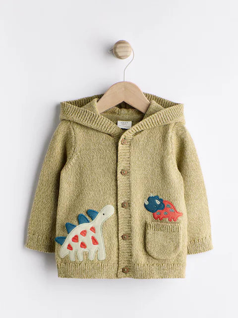 Green Dinosaur Baby 100% Cotton Knitted Cardigan