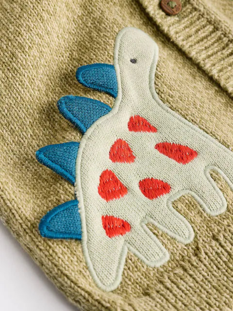 Green Dinosaur Baby 100% Cotton Knitted Cardigan