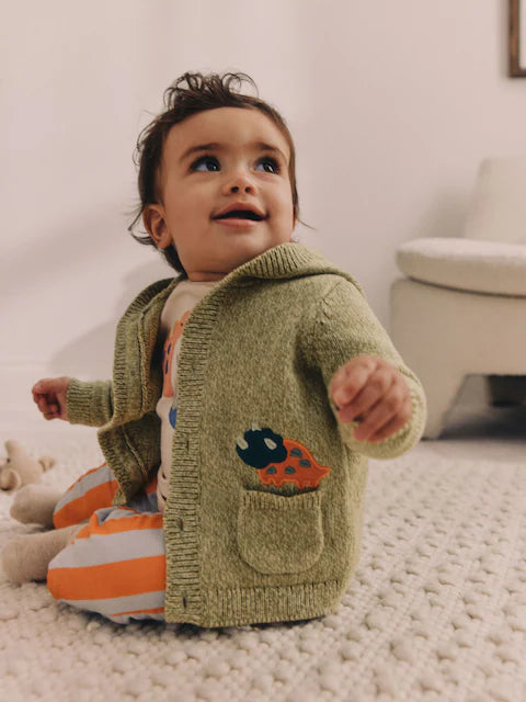 Green Dinosaur Baby 100% Cotton Knitted Cardigan