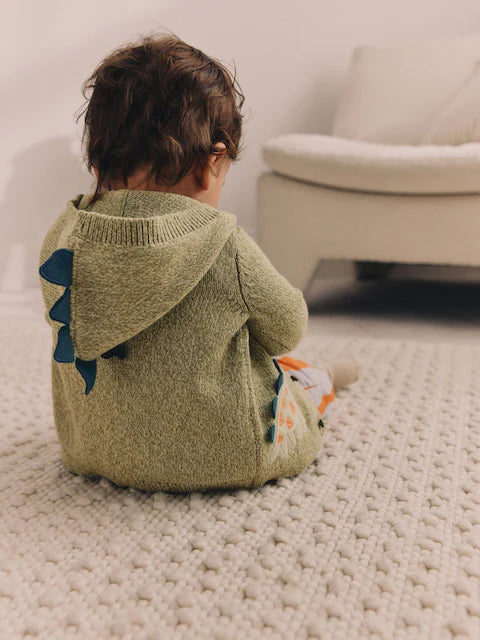 Green Dinosaur Baby 100% Cotton Knitted Cardigan