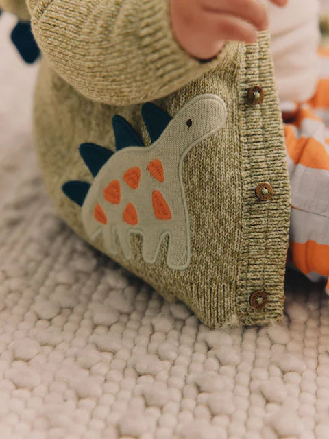 Green Dinosaur Baby 100% Cotton Knitted Cardigan