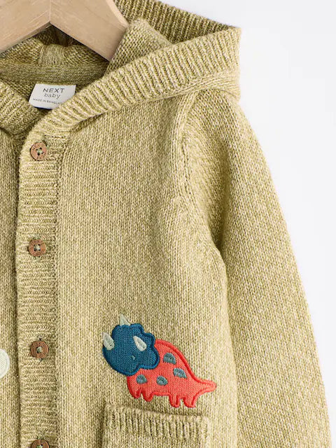 Green Dinosaur Baby 100% Cotton Knitted Cardigan