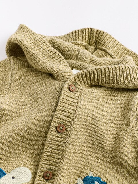 Green Dinosaur Baby 100% Cotton Knitted Cardigan