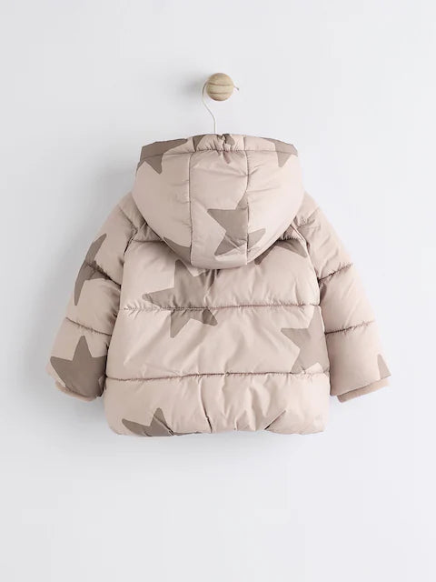 Neutral Star Baby Puffer Coat