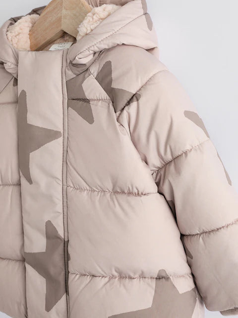 Neutral Star Baby Puffer Coat