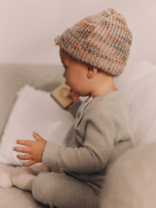 Brown/Multi Knitted Baby Beanie Hat
