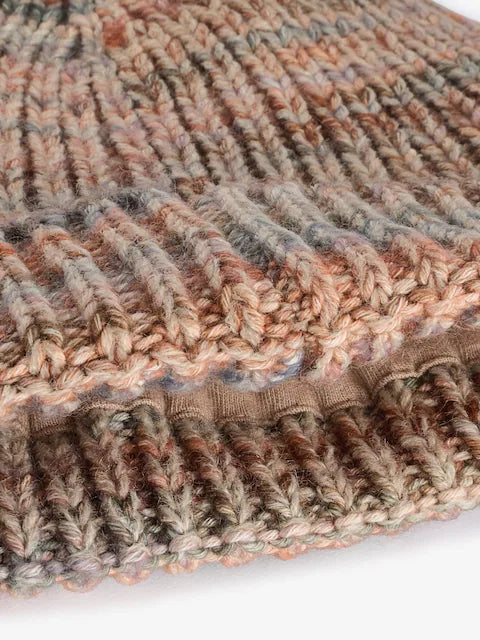 Brown/Multi Knitted Baby Beanie Hat