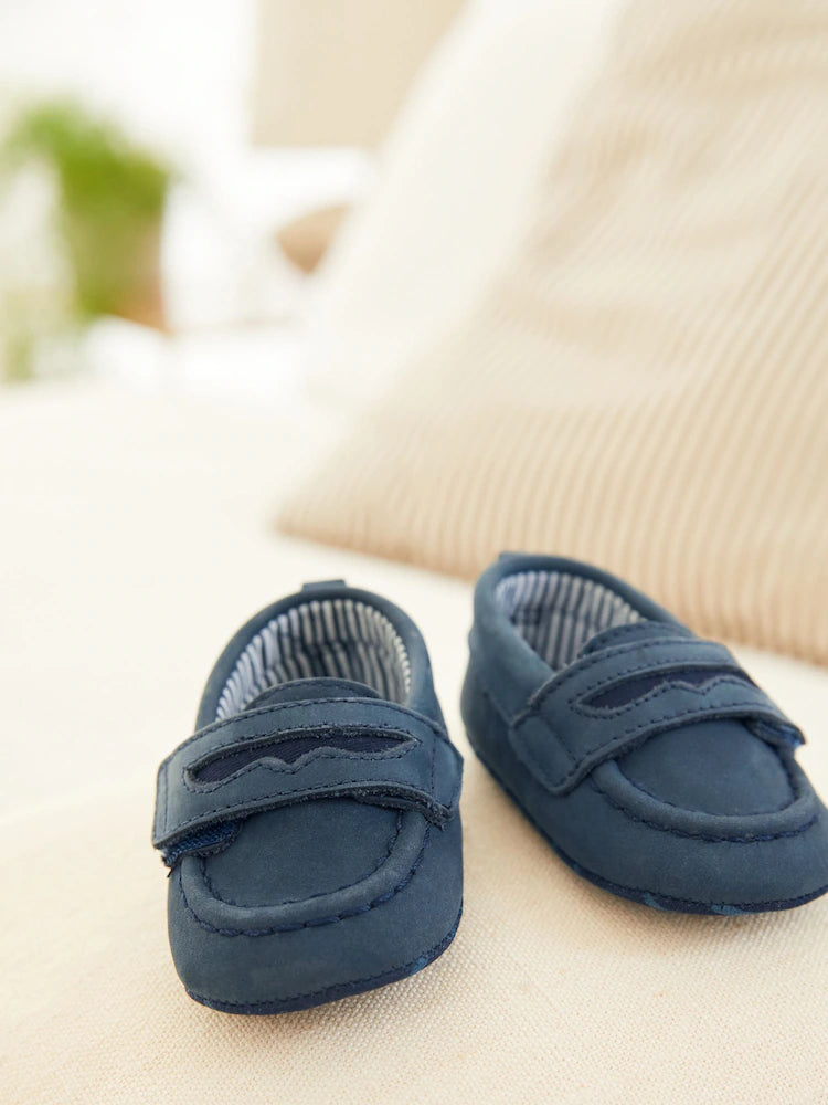 Navy Blue Baby Moccasin Shoes