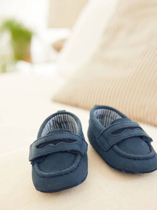 Navy Blue Baby Moccasin Shoes