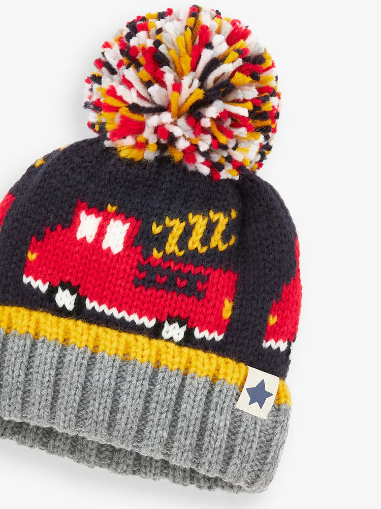 Navy Blue Fire Engine Pom Hat