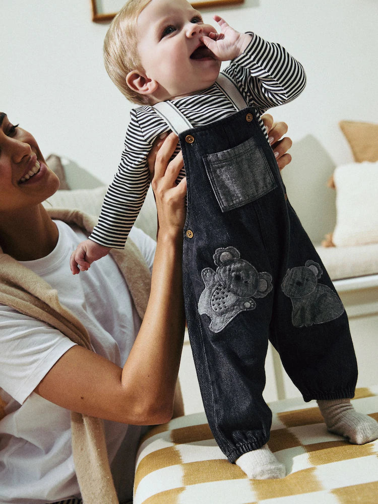 Mono Koala Baby Denim Dungarees and Bodysuit Set