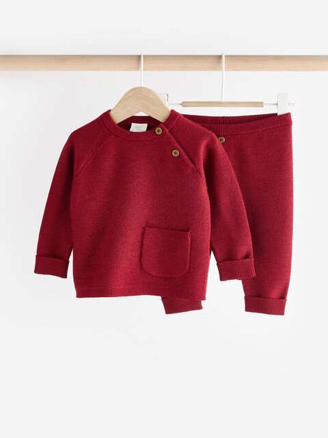 Red Knitted Top and Leggings Baby Set