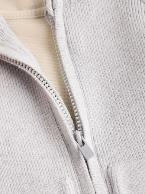 Grey Knit Zip 100% Cotton Jumper and Joggers 3 Piece Set