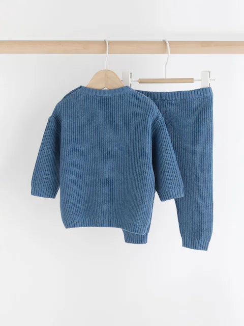 Blue Bear Baby Knitted Top and Leggings Set