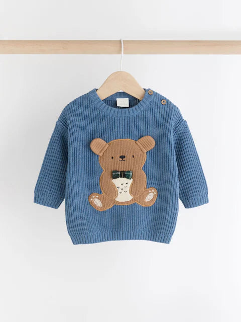 Blue Bear Baby Knitted Top and Leggings Set